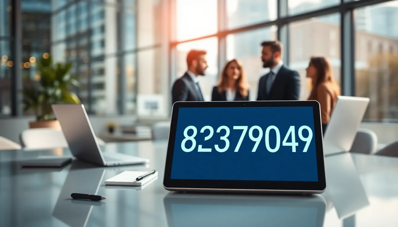 business professionals discussing significance of the number 8338780449.